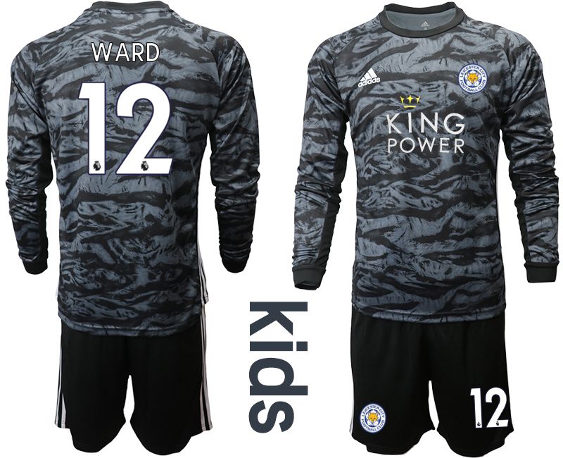 Youth 2019-2020 club Leicester City black long sleeve goalkeeper #12 Soccer Jerseys